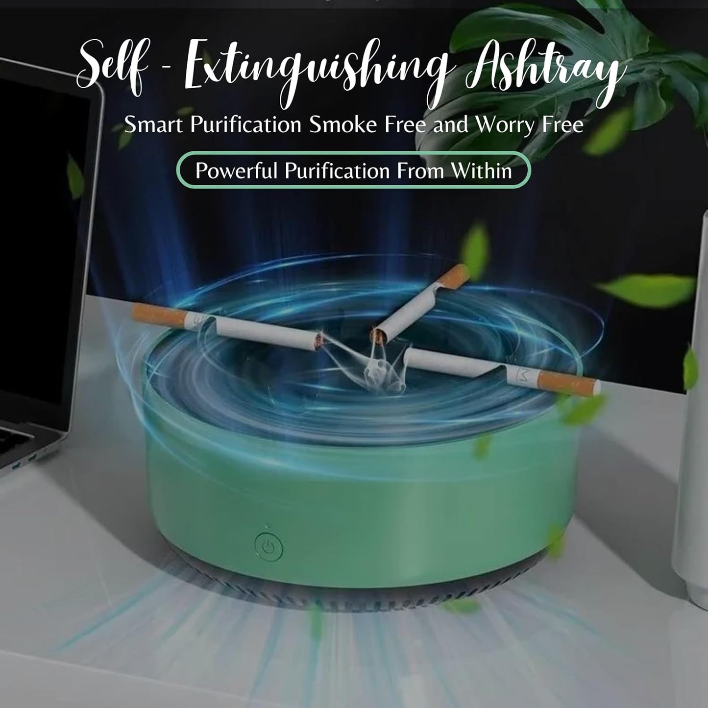 2-in-1 Air Purifier Quiet Ashtray, Ashtray Multifunction Electronic Smokeless Car Ashtray