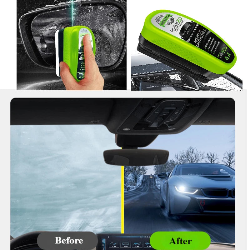 Automotive Oil Film Cleaning Brush, Oil-Free Car Glass Brushes, Upgrade ClearVision Glass Cleaner for Automotive Windows, Clearvision Cars Windshield Cleaner Tool(1SET)