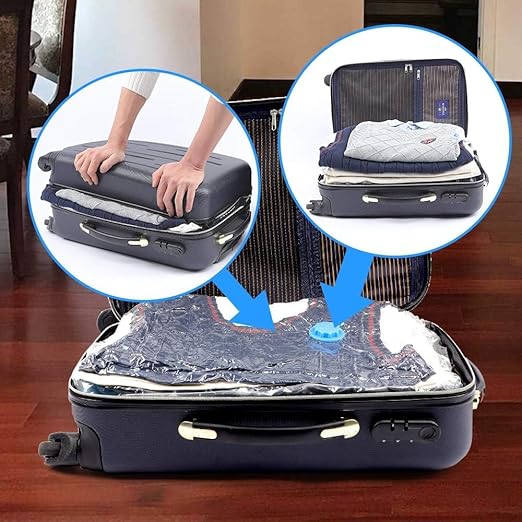 5Pcs Vacuum Seal Storage Bags With Hand Pump | Space Saver Vacuum Bags For Travel & Home Organization