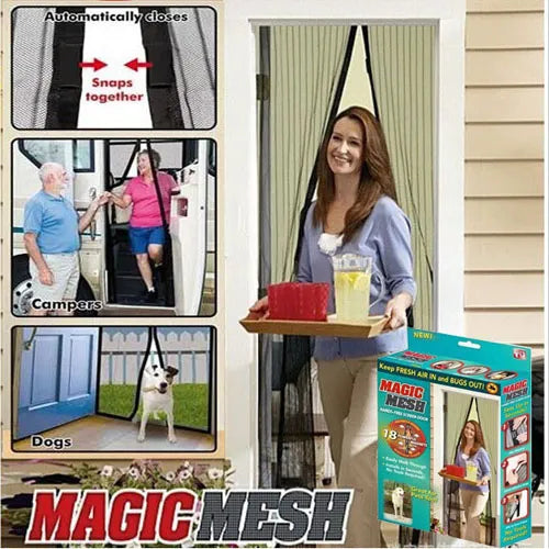 auto close jali wala darwaza / Magic Mesh Deluxe- Hands Free Magnetic Screen Door, Mesh Curtain Keeps Bugs Out, Pet & Kid Friendly- Fits Doors up to 39 x 83 Inches