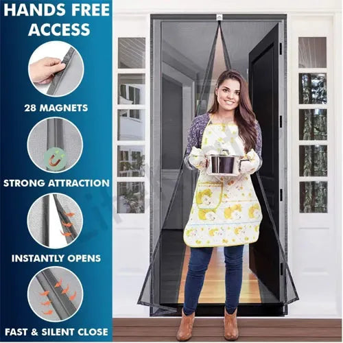 auto close jali wala darwaza / Magic Mesh Deluxe- Hands Free Magnetic Screen Door, Mesh Curtain Keeps Bugs Out, Pet & Kid Friendly- Fits Doors up to 39 x 83 Inches