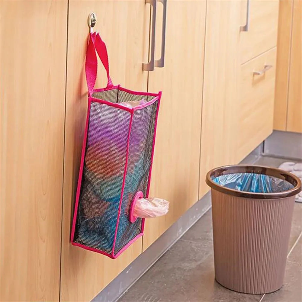Plastic Shopping Bag Storage Basket – Wall Mounted Kitchen Organizer for Reusable Grocery Bags, Potatoes & Garbage Bags Holder Dispenser