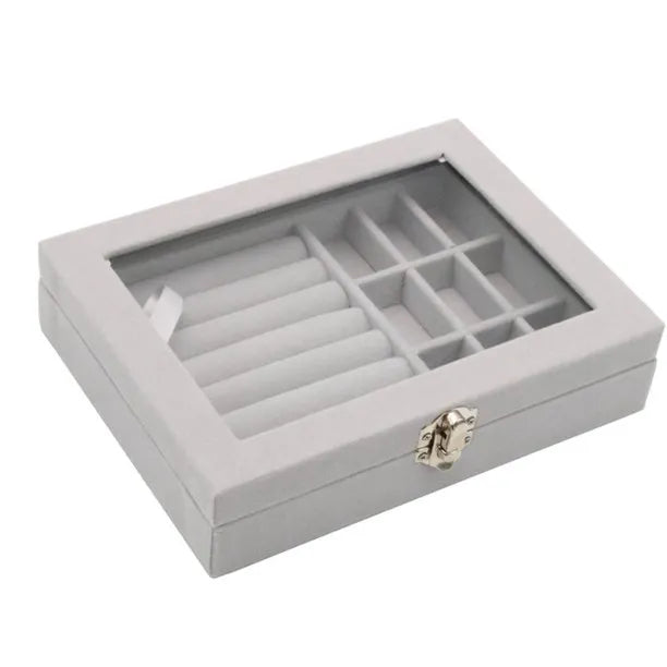 Fashion Portable Velvet Jewelry Ring Jewelry Display Organizer Box Tray Holder Earring Jewelry Storage Case Showcase