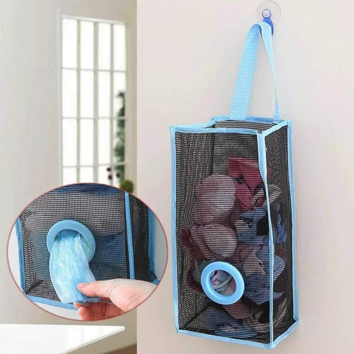 Plastic Shopping Bag Storage Basket – Wall Mounted Kitchen Organizer for Reusable Grocery Bags, Potatoes & Garbage Bags Holder Dispenser
