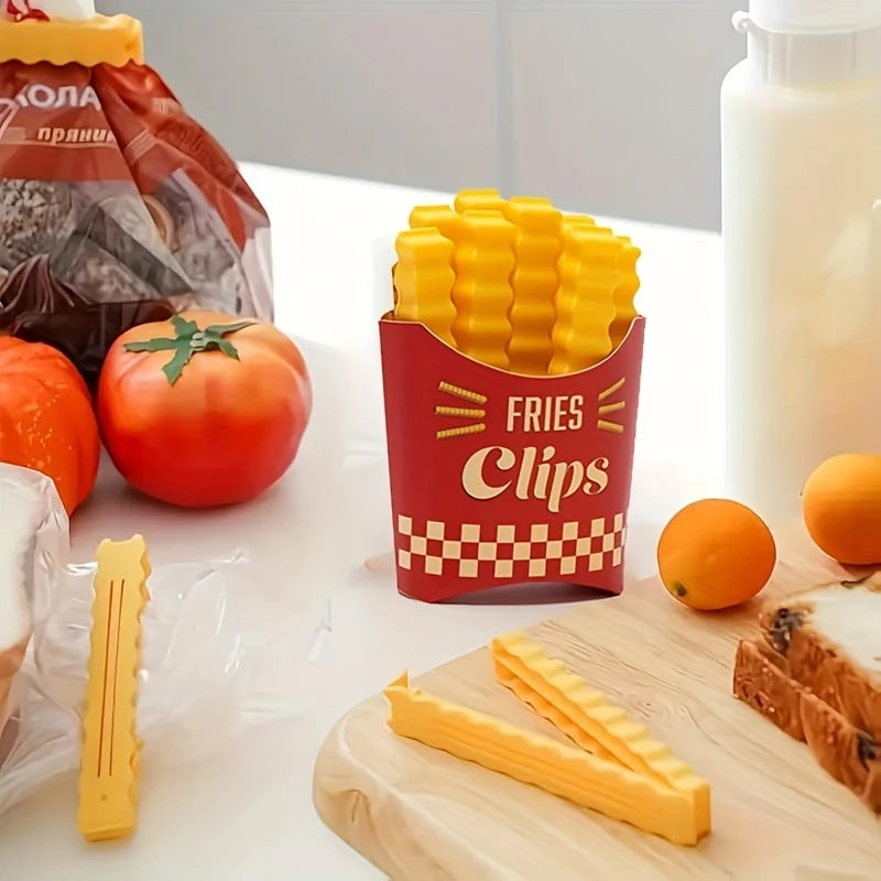 12pcs set French Fries Bag clips with Holder Fridge Magnet Bag Clips