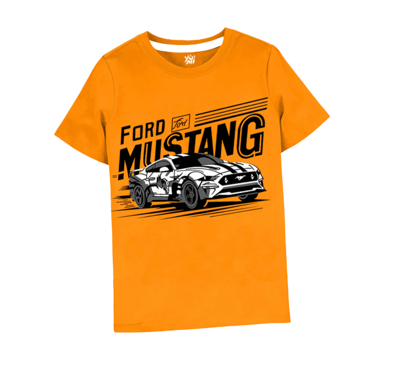 Boys Summer Ford Mustang Graphic T-Shirt – Trendy Orange Casual Tee