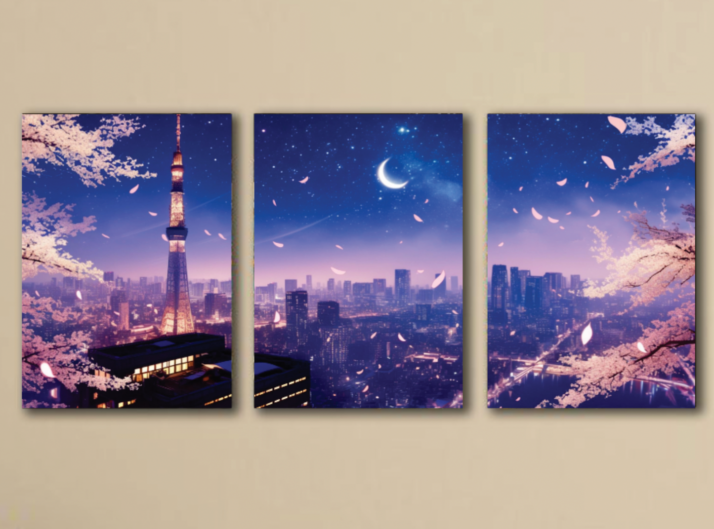 3 pcs blue city sticky photo tile wall frames wooden material for home decor 8x11 inches