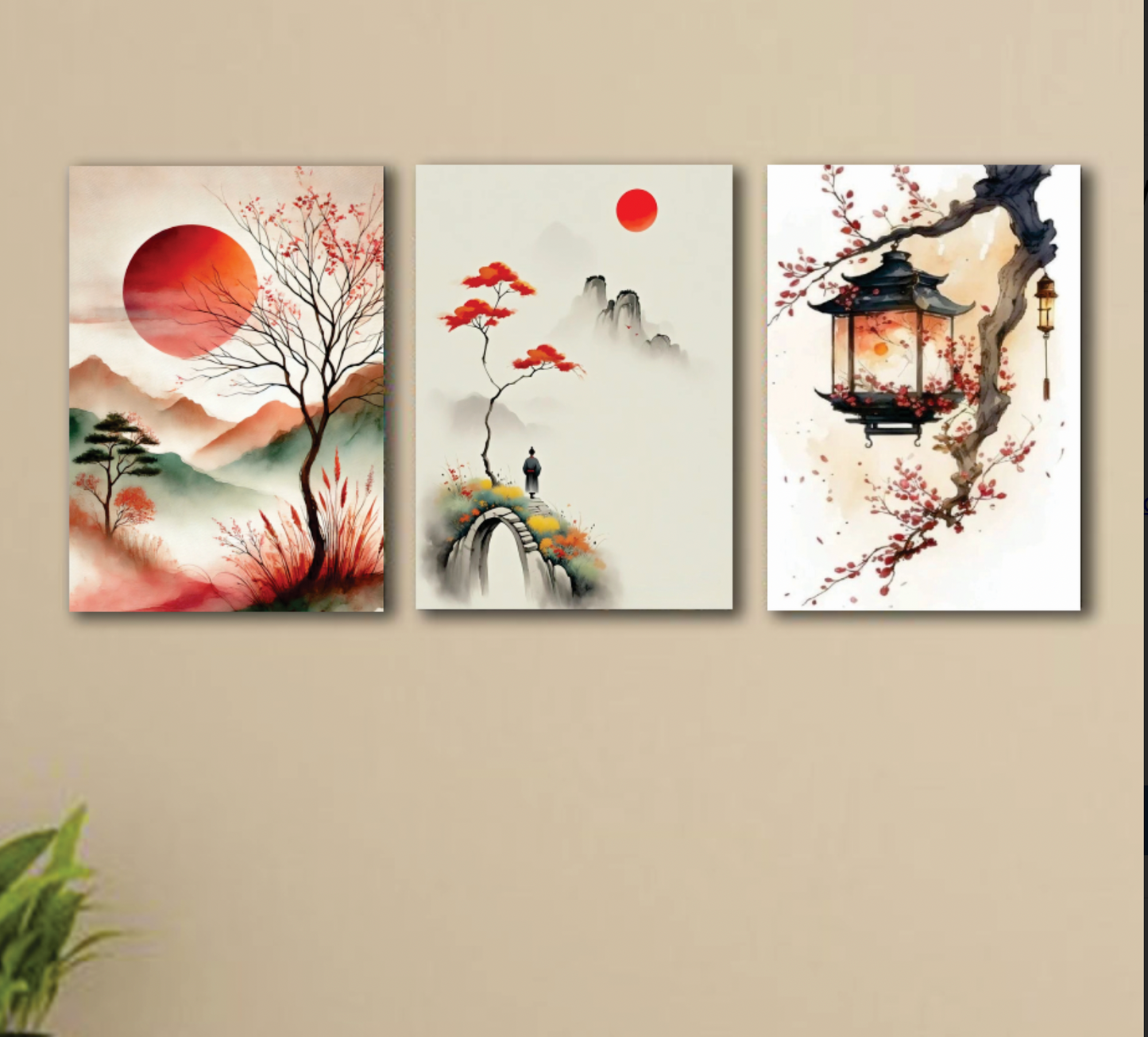 3 Pcs nature sticky photo line wall frames for home decor (8x11)