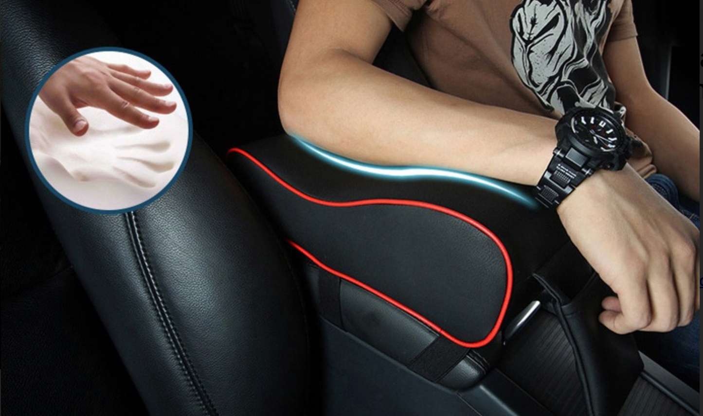 Universal Car Armrest Mat Center Console Memory Foam Vehicle Leather Arm Rest Covering Car, Hand Rest Pillow for SUV/Truck/Vehicle (Black)