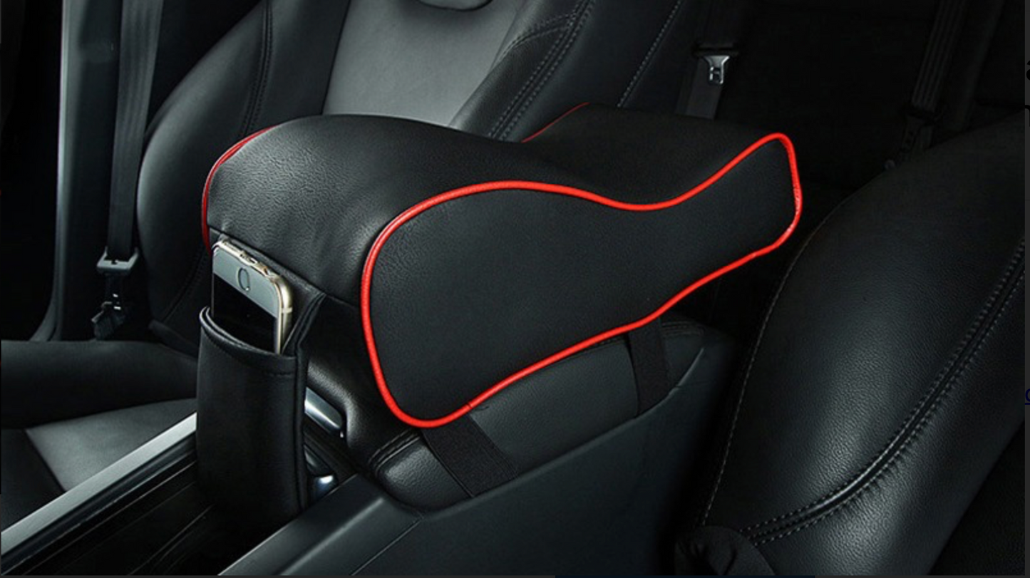 Universal Car Armrest Mat Center Console Memory Foam Vehicle Leather Arm Rest Covering Car, Hand Rest Pillow for SUV/Truck/Vehicle (Black)