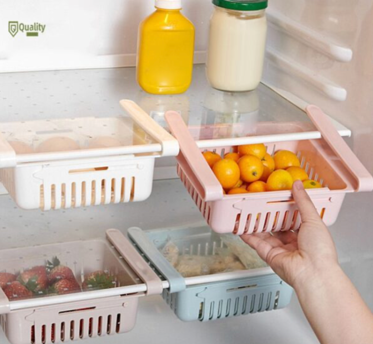 Adjustable Fridge Storage Basket – Stretchable & Space-Saving