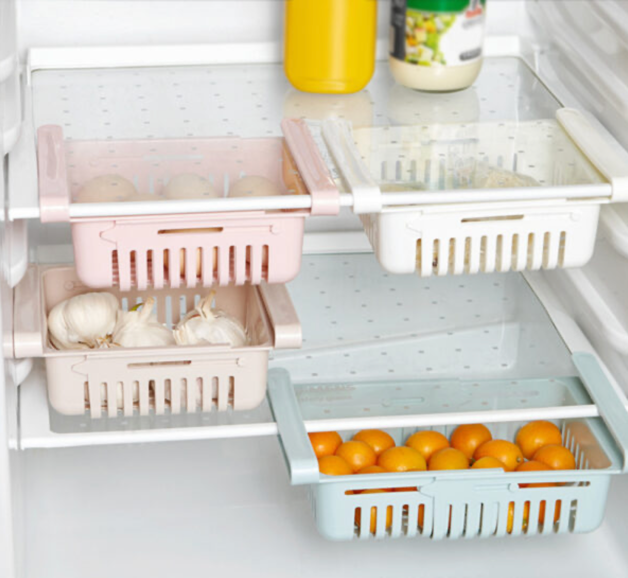 Adjustable Fridge Storage Basket – Stretchable & Space-Saving