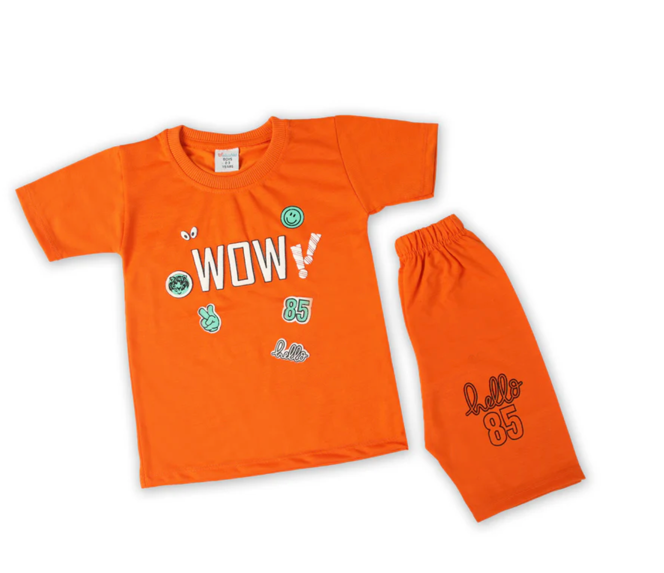 Bundle Offer 2 Pcs Boys Half Sleeves Suit - Orange & Rust