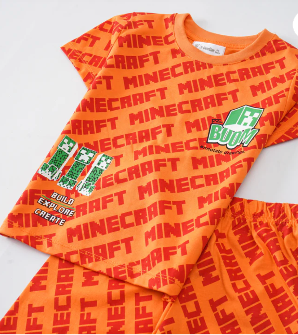 Minecraft Boys Half Sleeves 2 Piece Suit