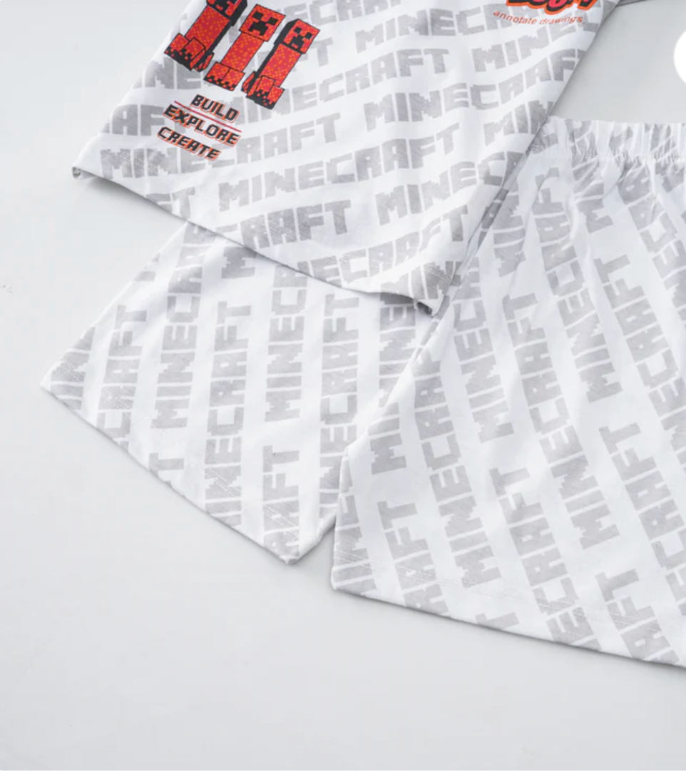 Minecraft Boys Half Sleeves 2 Piece Suit