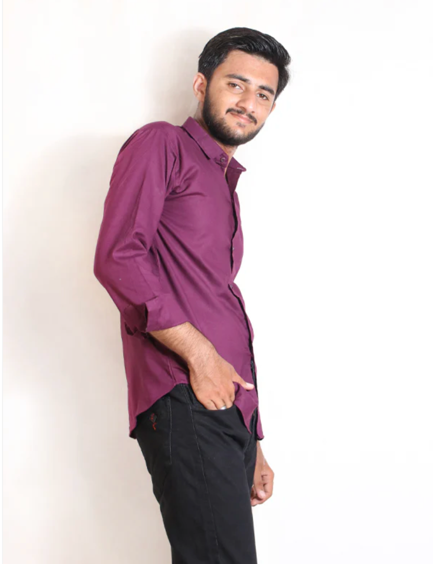Men’s Purple Chambray Casual Shirt – Stylish, Lightweight & Versatile