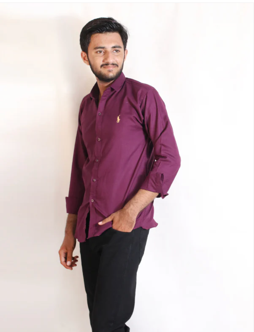 Men’s Purple Chambray Casual Shirt – Stylish, Lightweight & Versatile
