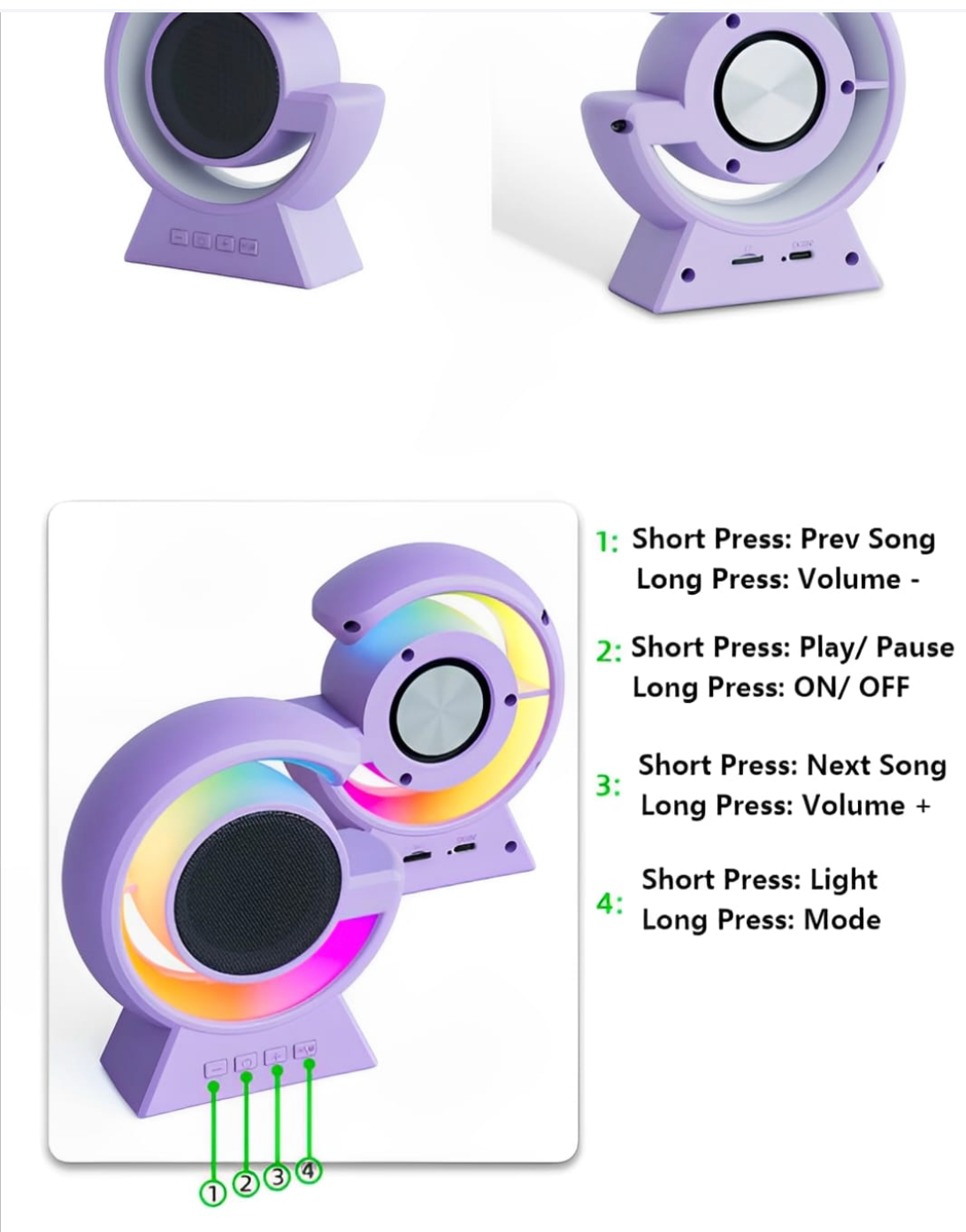 BX-39 Mini G Portable Wireless Bluetooth 5.3 Speaker With RGB Lights & Wireless Charging | Bedside Lamp & Compact Stereo Sound