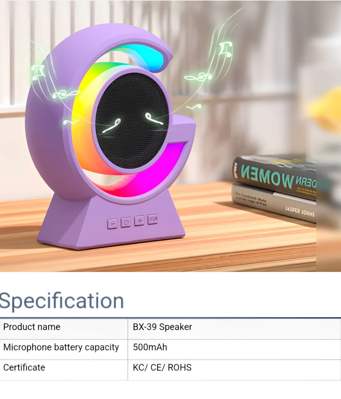 BX-39 Mini G Portable Wireless Bluetooth 5.3 Speaker With RGB Lights & Wireless Charging | Bedside Lamp & Compact Stereo Sound