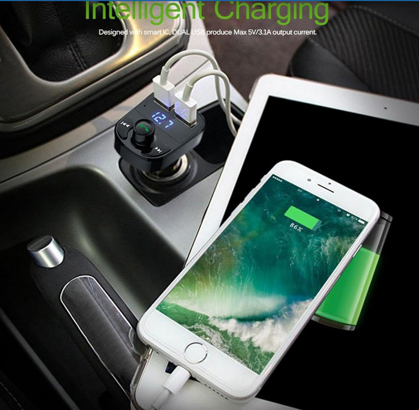 X8 Multifunctional Car MP3 Player | Wireless FM Transmitter & Car MP3 Modulator | Dual USB Fast Charging 3.1A | Car Accessories