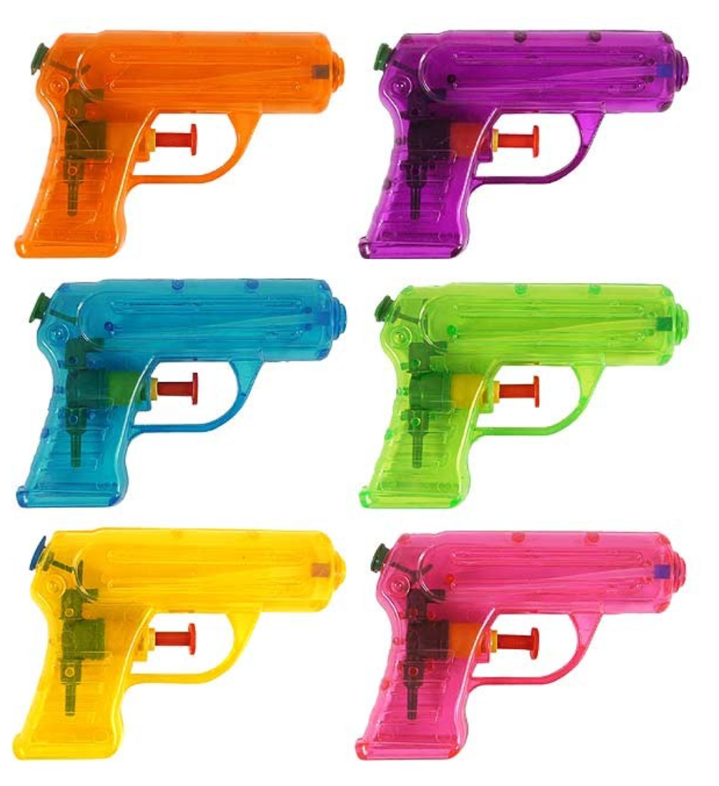 Mini Zoom Water Guns Pack of 6 | 11cm Small Plastic Water Pistols for Kids Outdoor Summer Fun