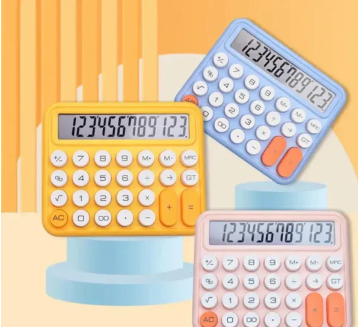 12-Digit Keyboard Style Calculator | Mechanical Buttons | Desktop Office & Financial Accounting | Battery Operated
