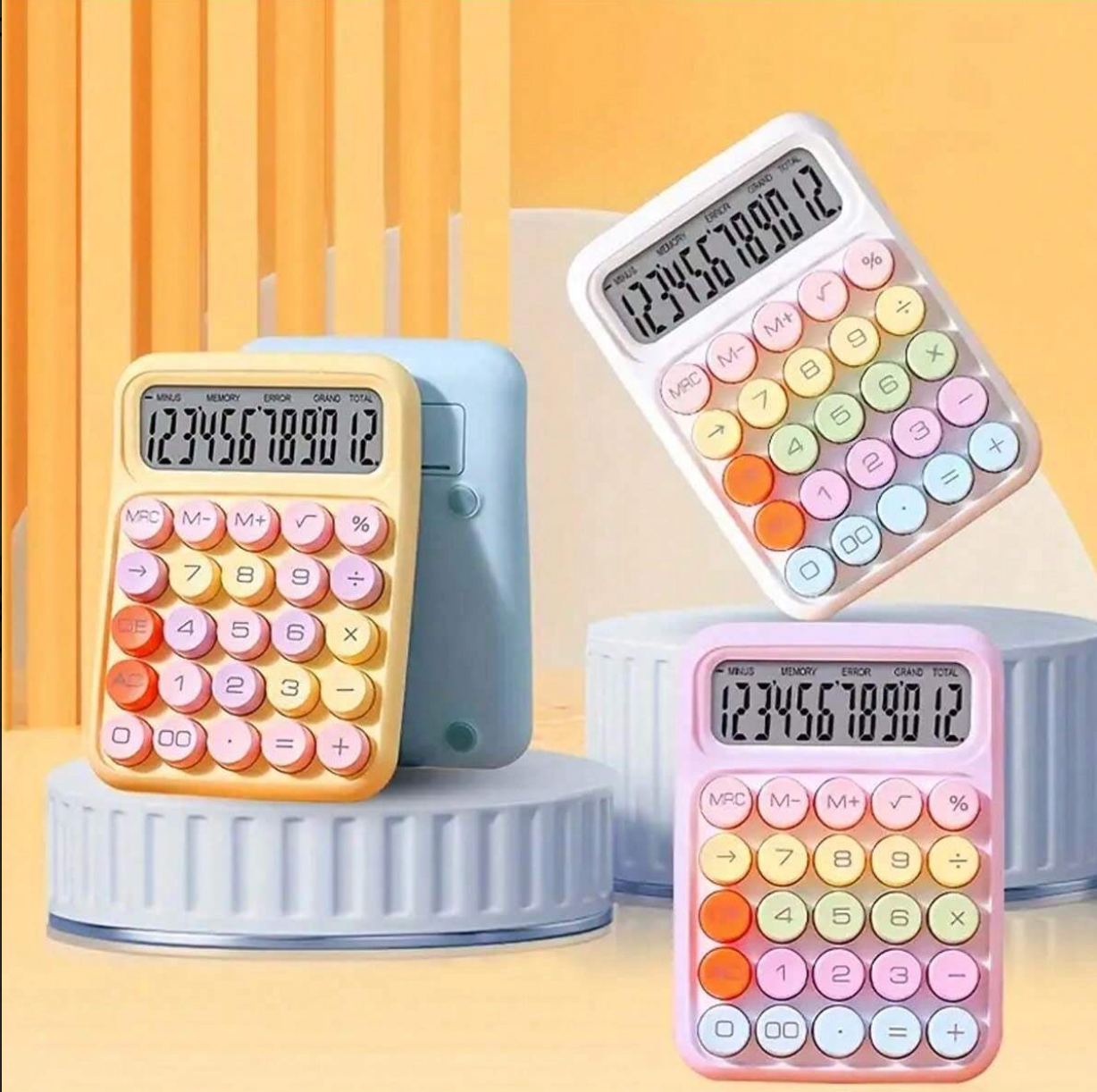 Colorful Mechanical Keyboard Style Calculator | Big Button LCD Display | Handheld, Cell Operated (Random Color)