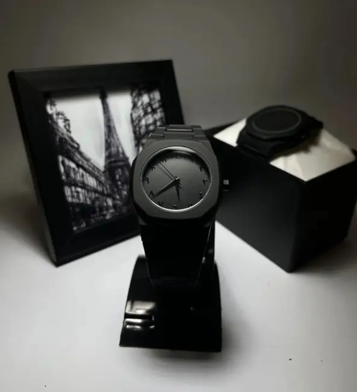 Full Black Aura Quartz Watch for Men – Stylish Analog Watch for Boys – Premium Quality Lightweight Black Wrist Watch – Best Fashion Watch for Men