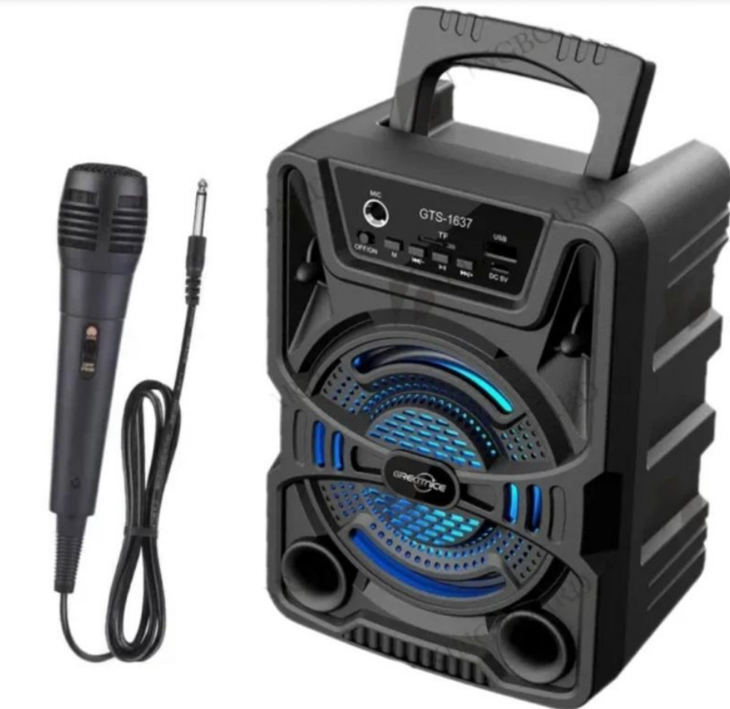 GTS 1637 Portable Bluetooth Wireless Outdoor Speaker With Wired Microphone | Powerful Karaoke System | Rechargeable Party Speaker For Home & Travel