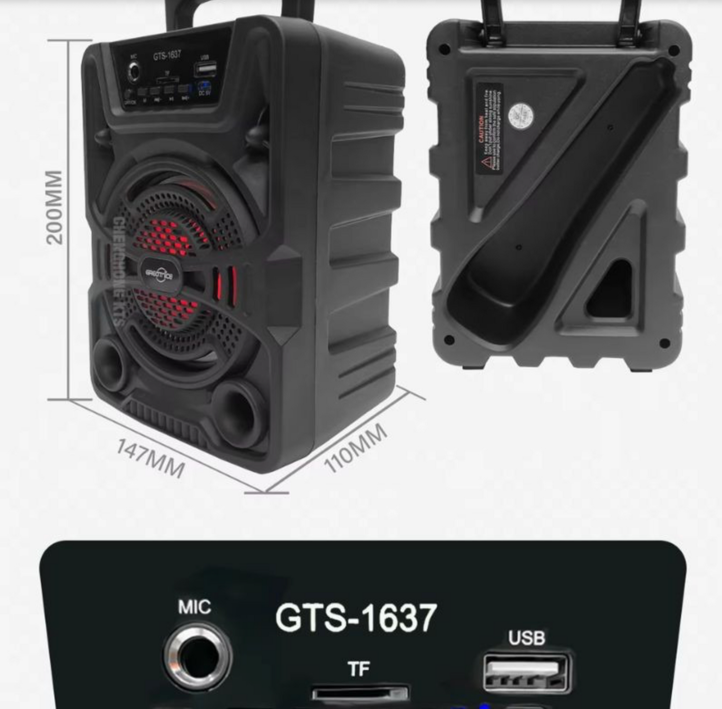 GTS 1637 Portable Bluetooth Wireless Outdoor Speaker With Wired Microphone | Powerful Karaoke System | Rechargeable Party Speaker For Home & Travel