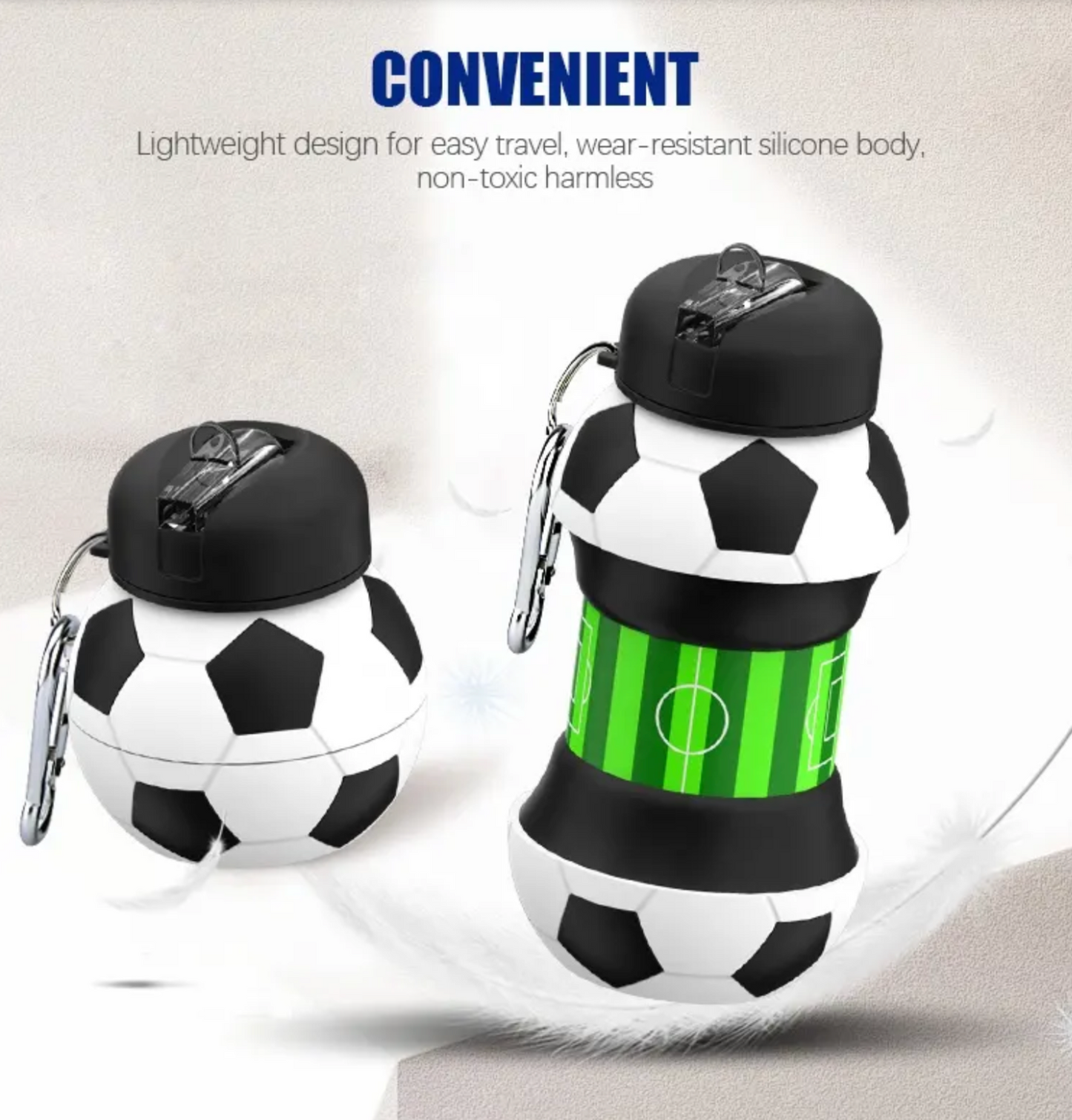 Collapsible Kids Water Bottle with Basketball Design – Leak-Proof, BPA-Free, Food Grade Silicone, Portable & Foldable Sports Bottle for School, Travel & Outdoor Use