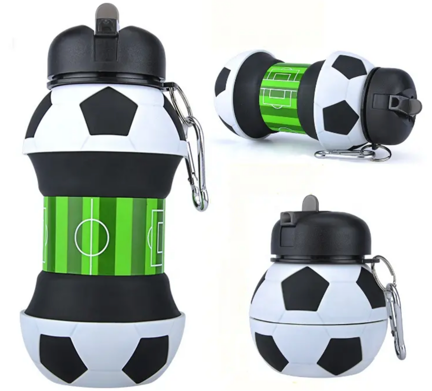 Collapsible Kids Water Bottle with Basketball Design – Leak-Proof, BPA-Free, Food Grade Silicone, Portable & Foldable Sports Bottle for School, Travel & Outdoor Use