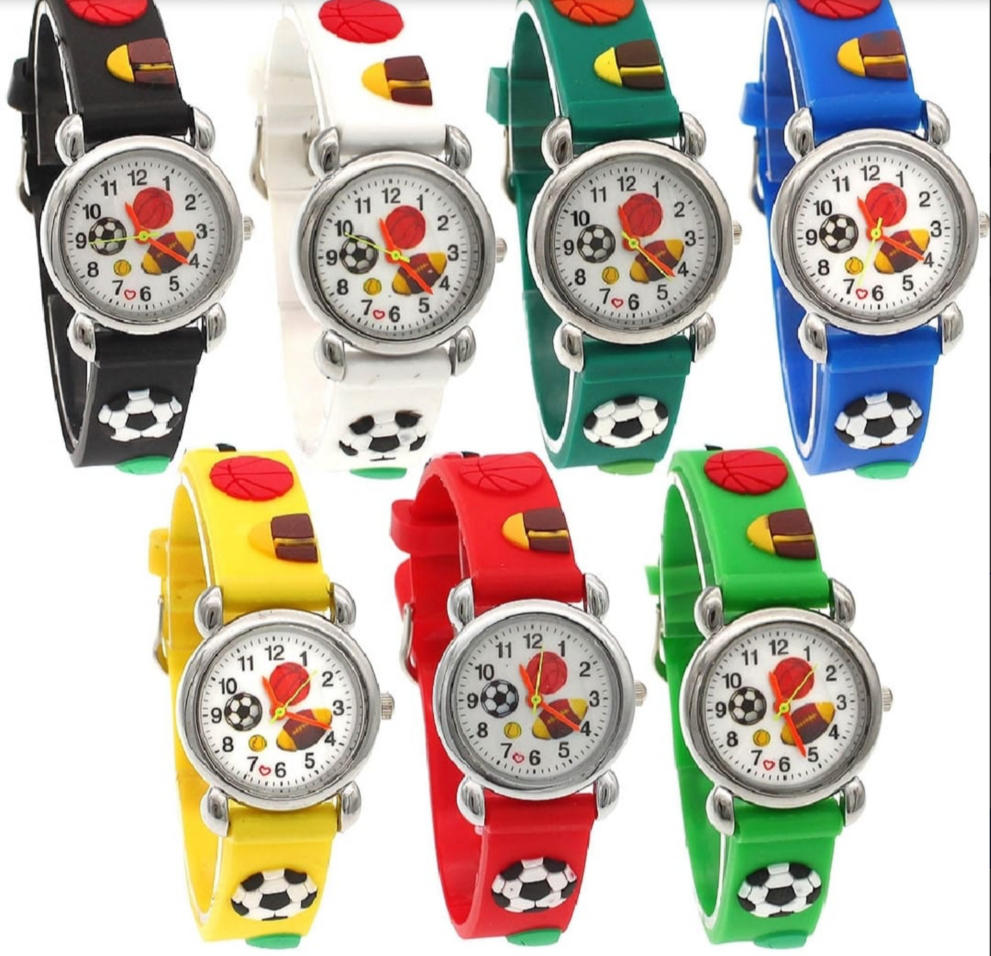 Cute Cartoon Football Kids Watch – High-Quality Silicone Quartz Wristwatch for Boys & Girls (Random Color)
