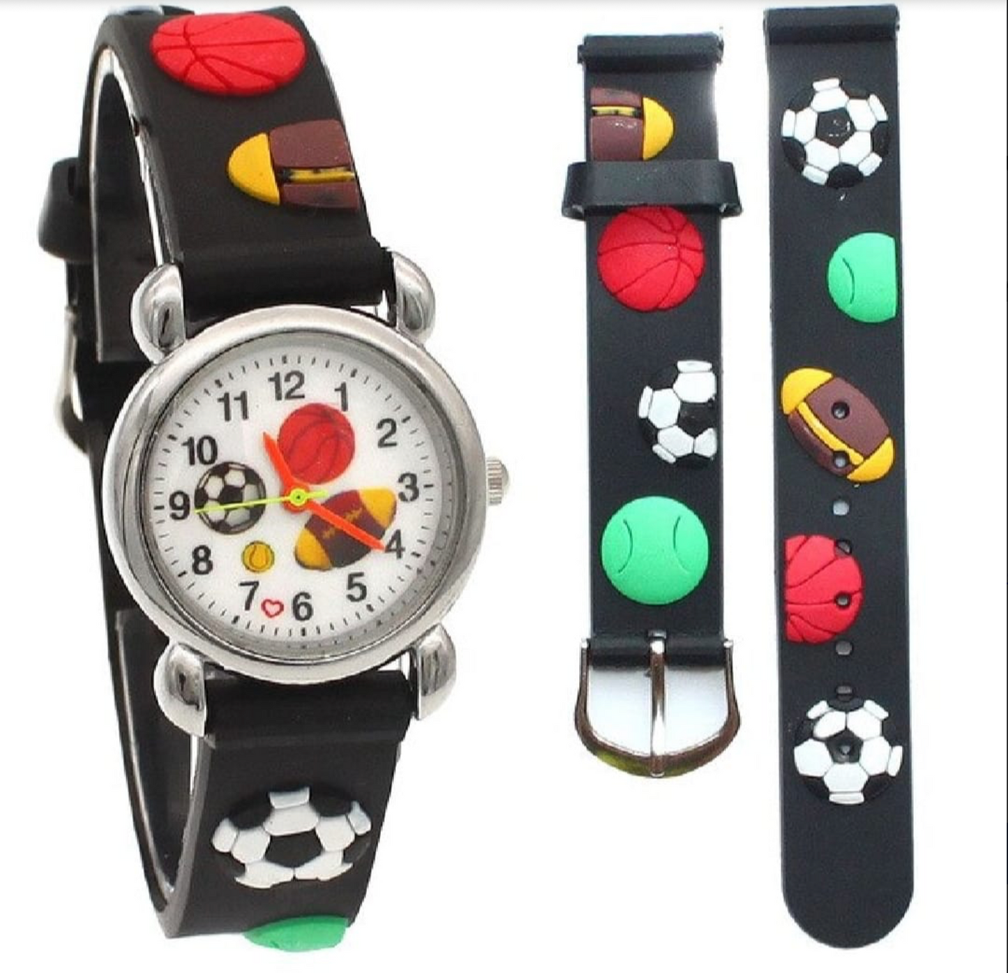 Cute Cartoon Football Kids Watch – High-Quality Silicone Quartz Wristwatch for Boys & Girls (Random Color)