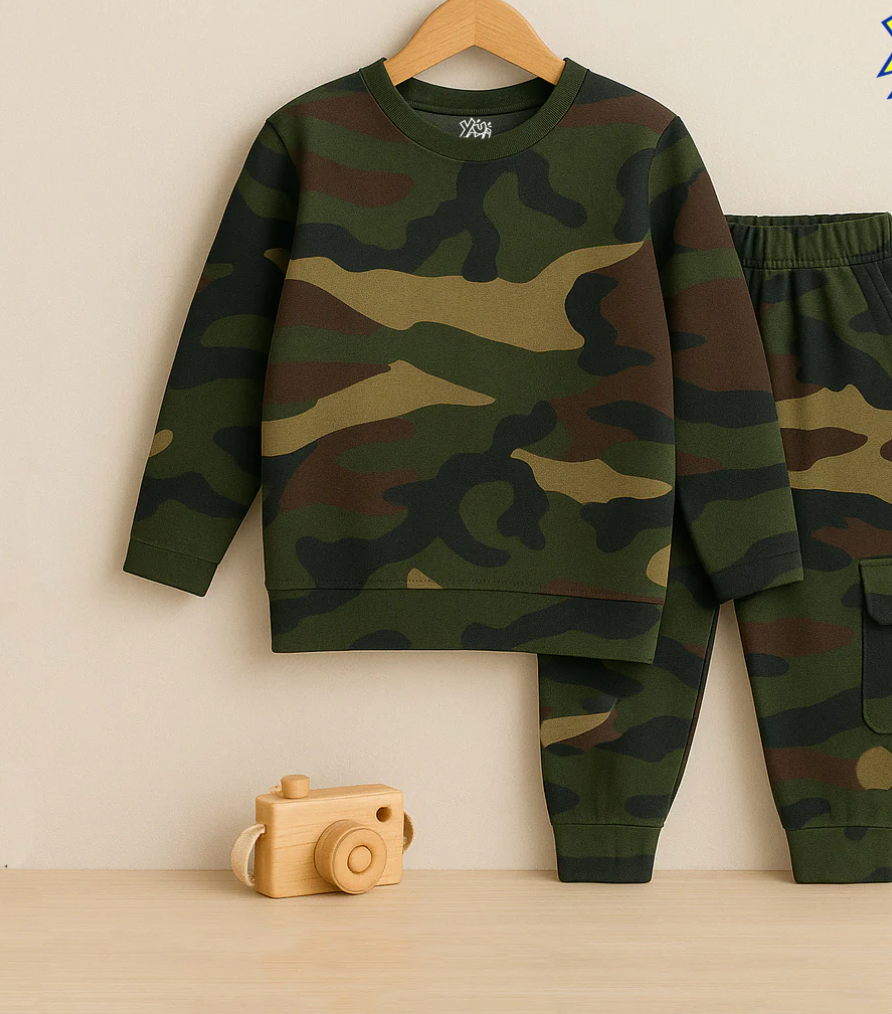 Kids Camouflage Sweatshirt & Cargo Trouser Set