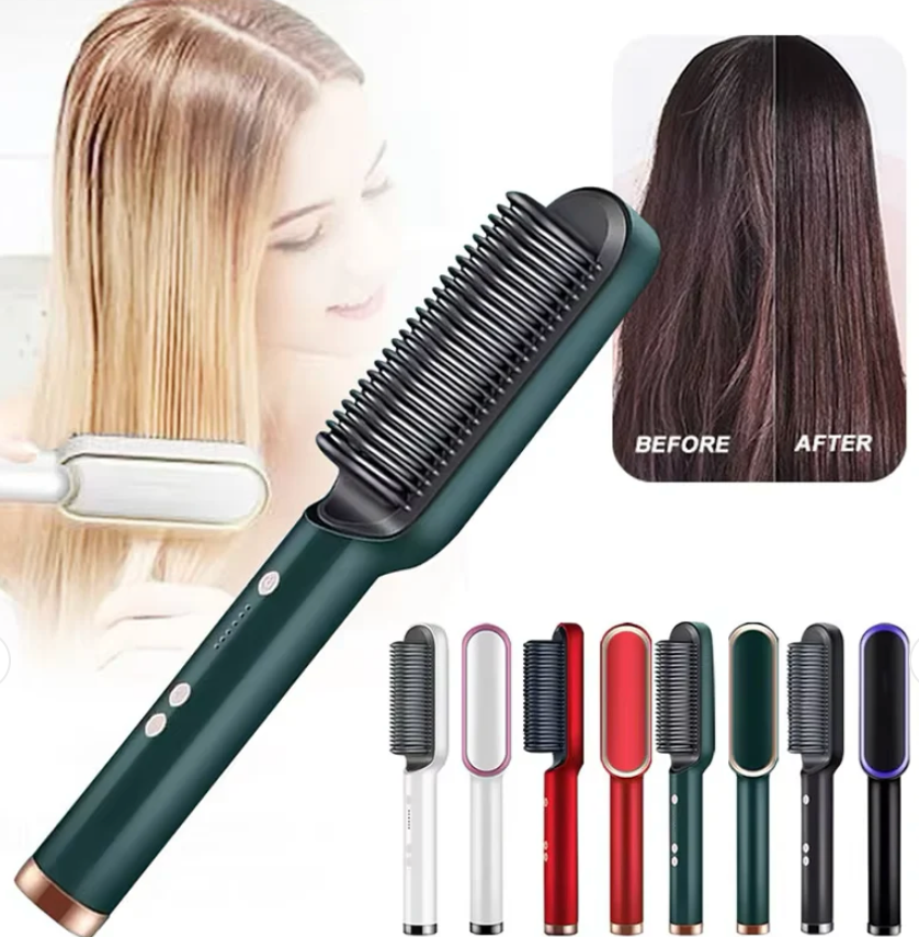909 Hair Straightener Brush – Fast Heating, Smooth Styling & Easy-to-Use Design for Quick, Professional Hair Straightening (Random Colors)