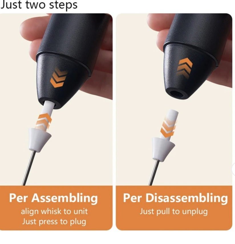 Wireless Milk Frother Electric Type C Handheld Blender Stainless Steel Mini Coffee Maker Whisk Mixer For Daily Kitchen Needs