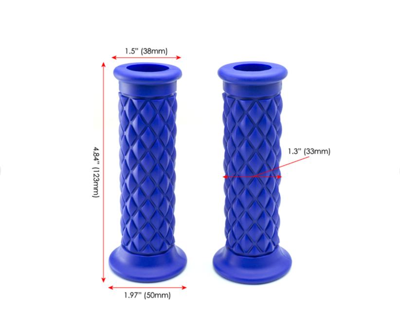 Cafe Racer Motorcycle Handle Grips – Vintage Style Rubber Handlebar Grips | Universal Fit | Black (2 Pcs)