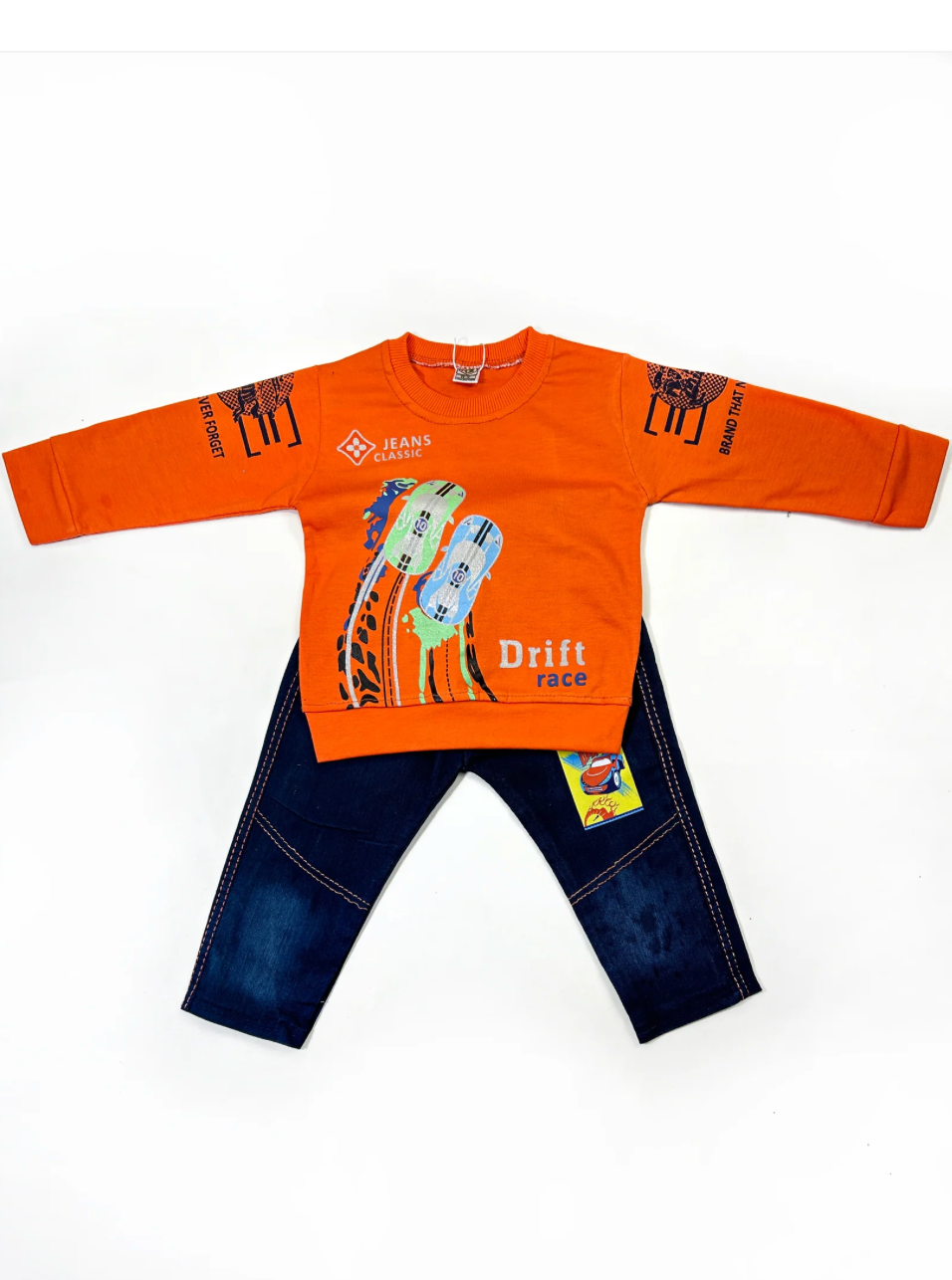 Kids Printed Drift Car Suit | Boys Racing Outfit | Cotton Kids Tracksuit | Trendy Car Print Clothing for Kids