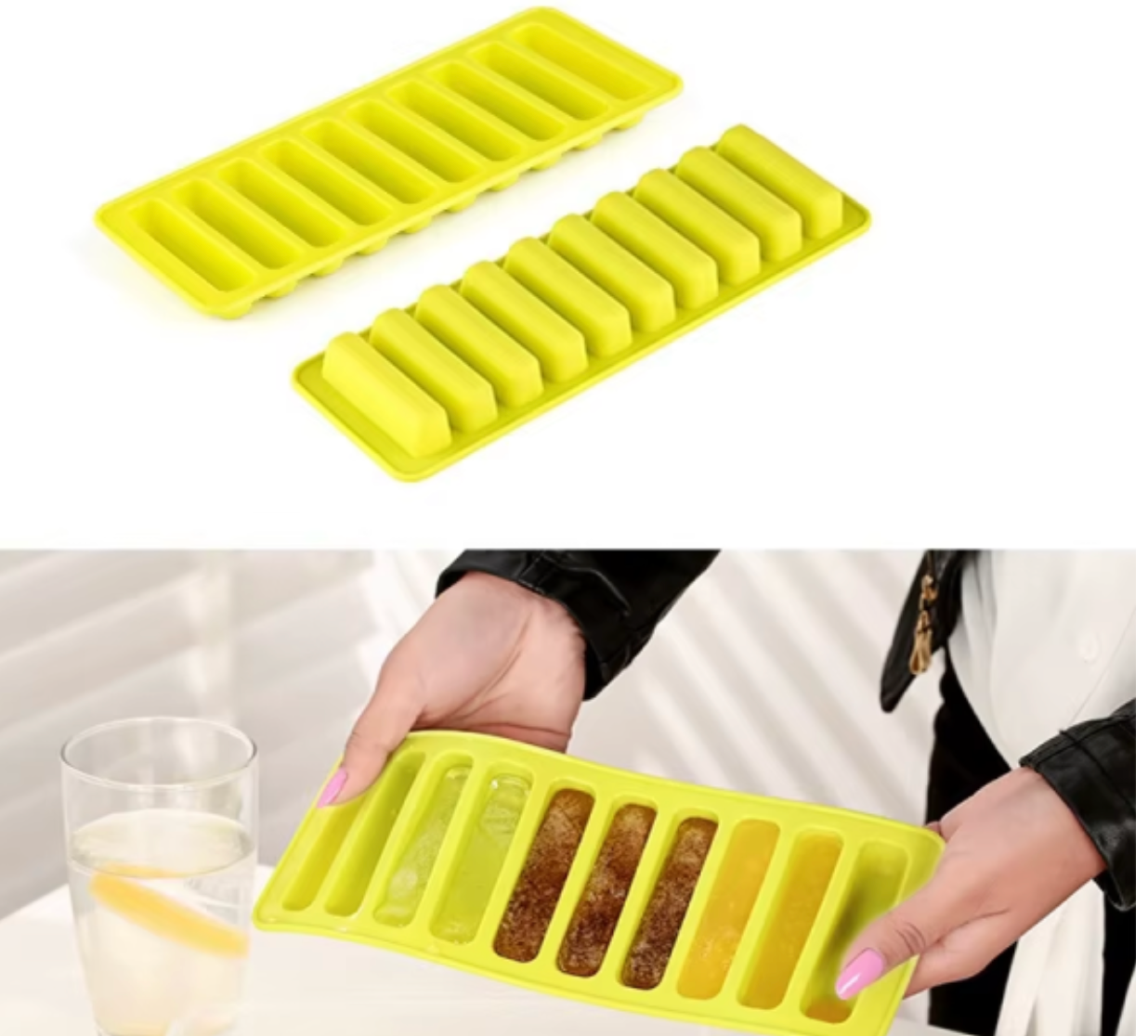 Silicone Ice Cube Tray Mold Finger 10 Grid Chocolate Mold Tray For Water Bottle Ice Cream Pudding Maker Mold Bar Kitche