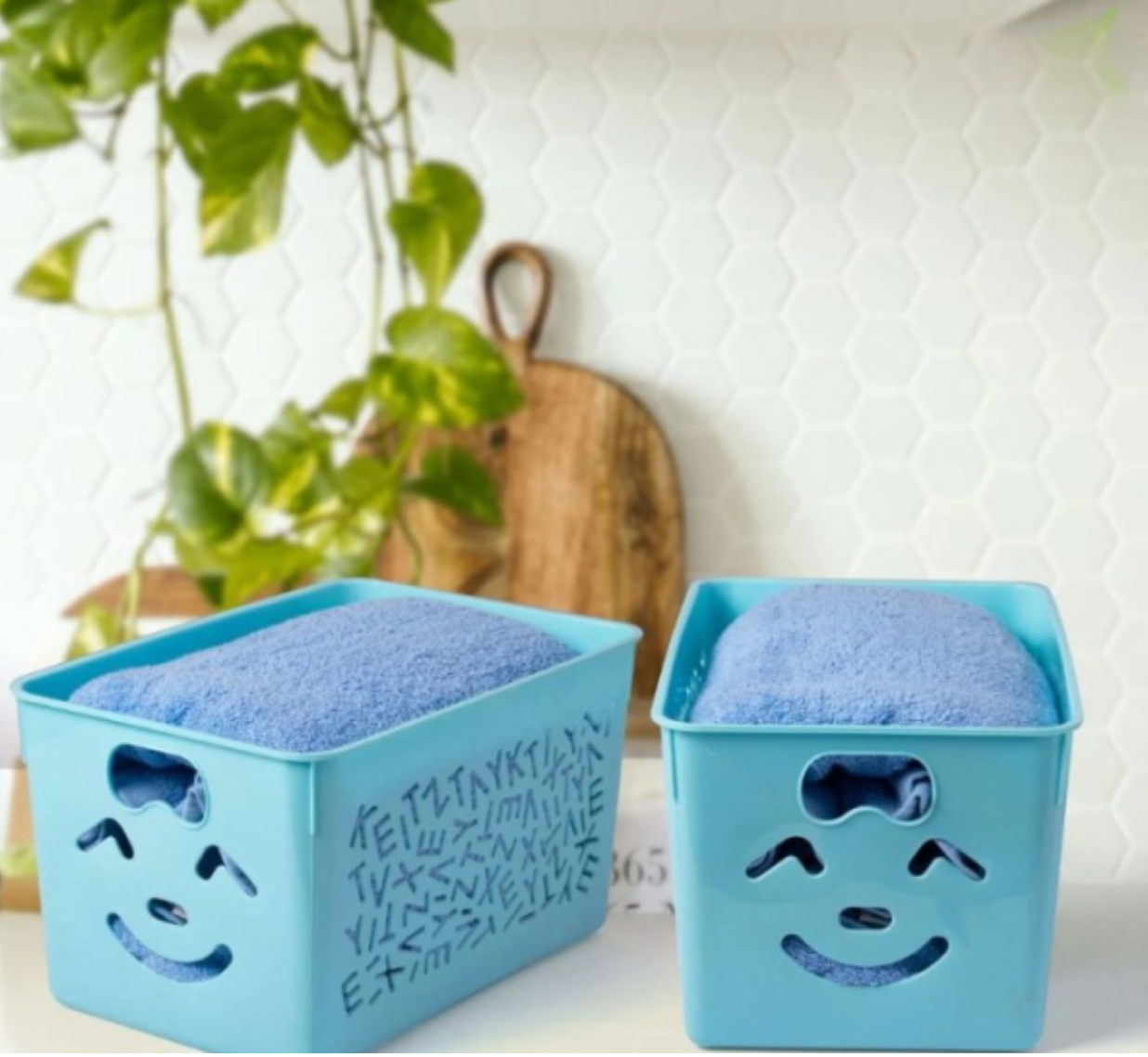 Pack Of 3 Smile Basket | Storage Organizer Basket | Multipurpose Baskets For Kitchen, Home, Office & Bathroom (random Color)