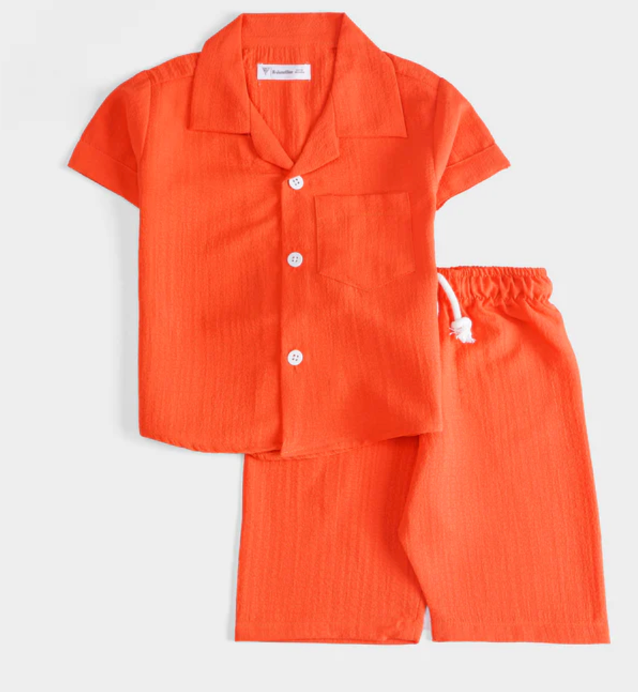 Boys Classic Half Sleeves Woven Suit – Stylish Summer Outfit