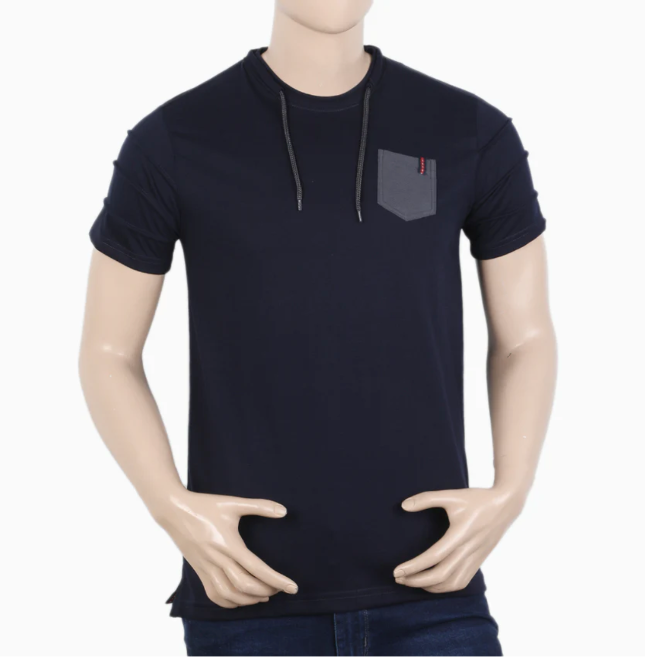 Men's Half Sleeves T-Shirt - Steel Green & Navy Blue