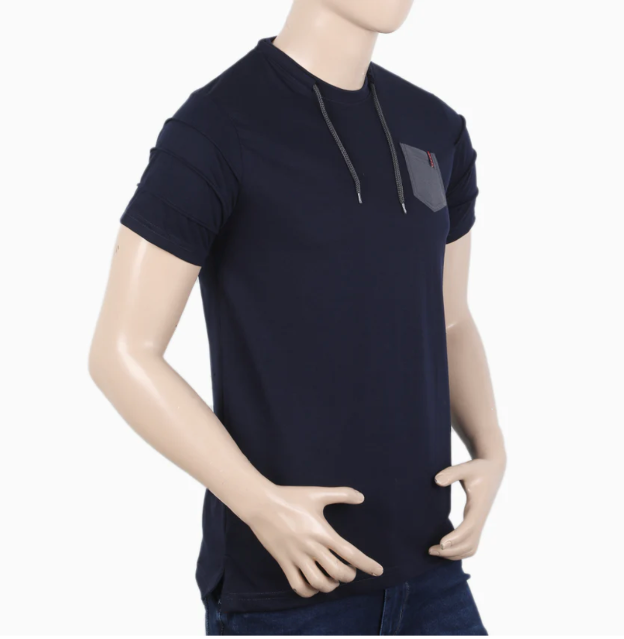 Men's Half Sleeves T-Shirt - Steel Green & Navy Blue