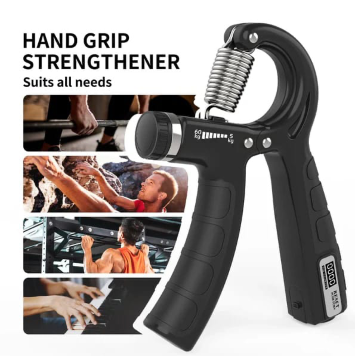 Hand Grip Strengthener – Adjustable Resistance Forearm & Hand Gripper