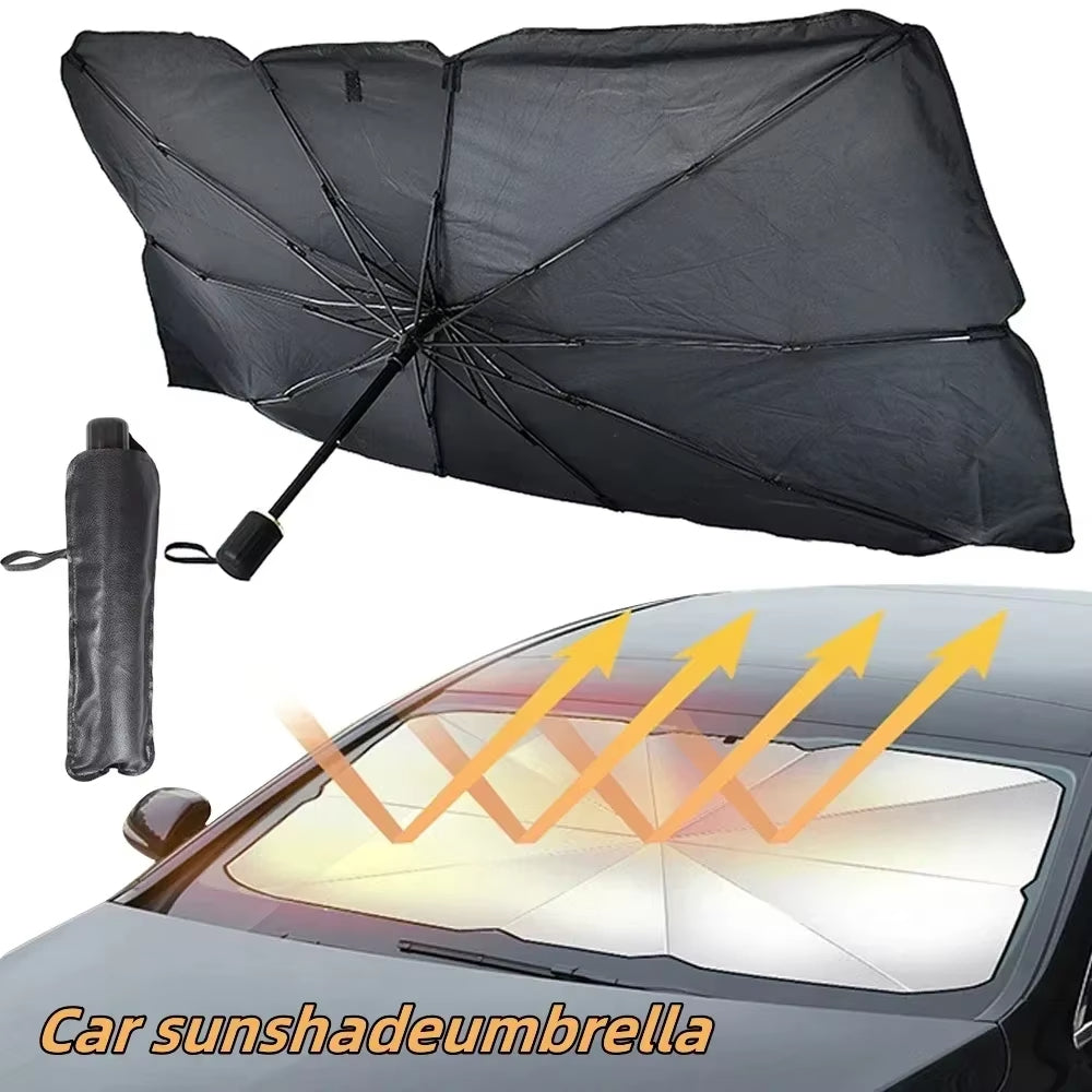 Car Umbrella Sun Shade Cover for Windshield UV Reflecting Foldable Front Car Sunshade Umbrella Heat Blocker for All Vehicles