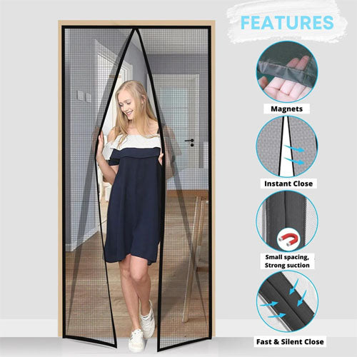 auto close jali wala darwaza / Magic Mesh Deluxe- Hands Free Magnetic Screen Door, Mesh Curtain Keeps Bugs Out, Pet & Kid Friendly- Fits Doors up to 39 x 83 Inches