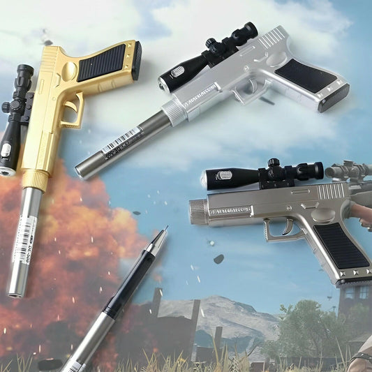 Cute Gun Shape LED Gel Pen | Black Ink Refill | Fun & Creative Stationery For School, Office & Gifts (Random Color)