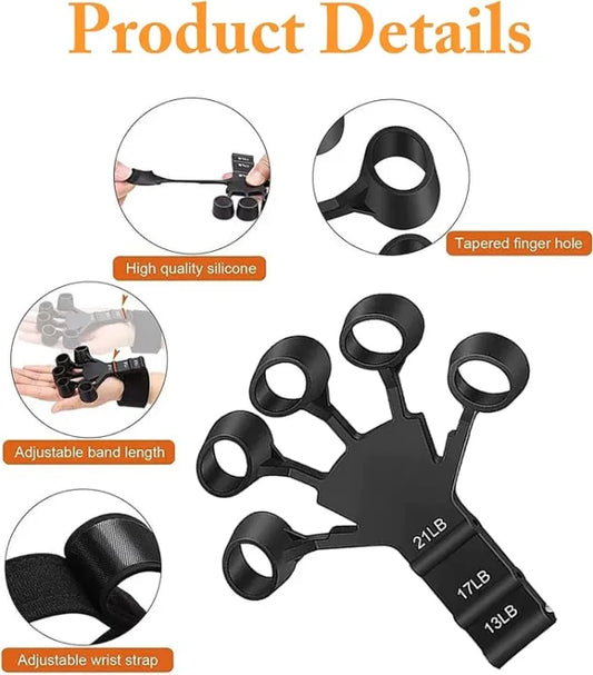 Adjustable Finger Strengthener Hand Grip Trainer (13LB–21LB) | Finger Exerciser For Guitar, Fitness & Rehab