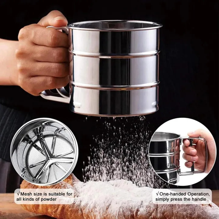 Stainless Steel Flour Sifter | Fine Mesh Baking Sieve For Flour, Sugar & Dry Ingredients